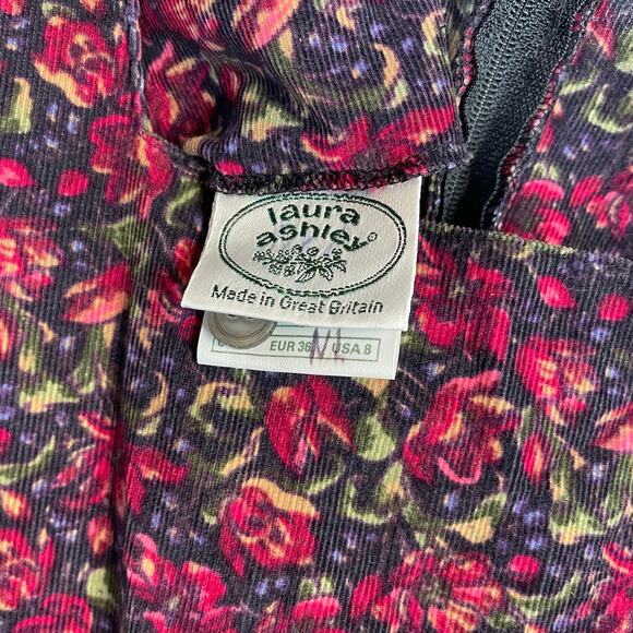 Vintage Laura Ashley Floral Corduroy Long Sleeve Dress Prairie Cottage womens 8 - Picture 9 of 12